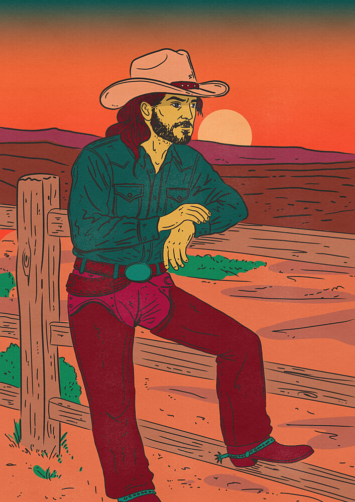 Cowboy Sunset View art print by Nicholas for $57.95 CAD