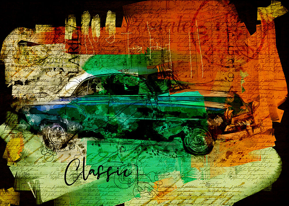 Classic Car Collage art print by Lembayung Senja Studio Vintage Poster for $57.95 CAD
