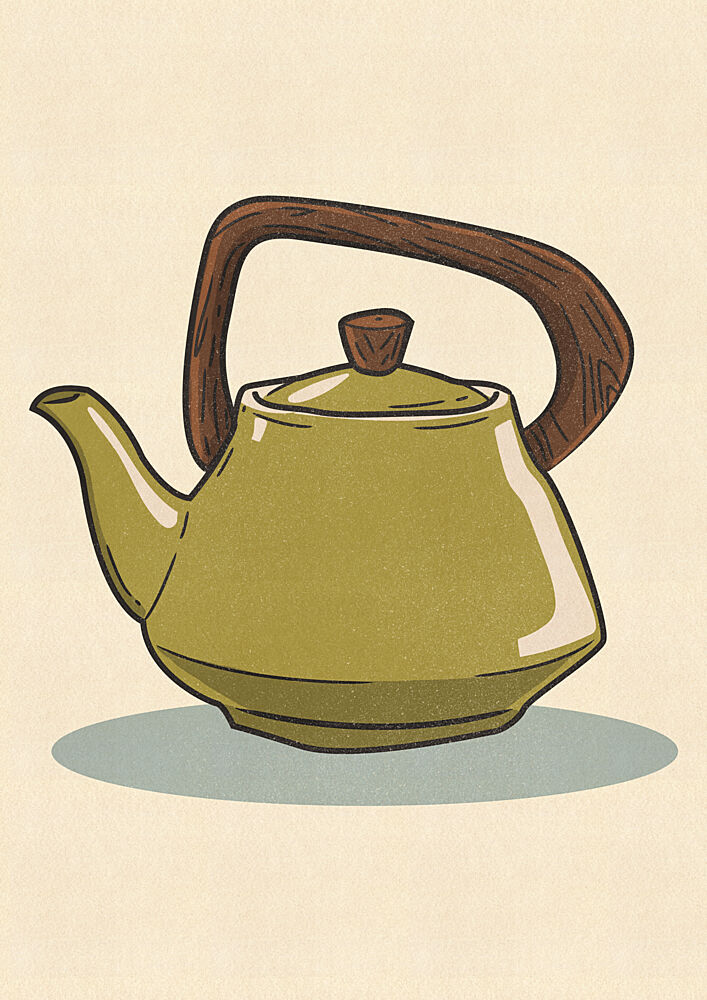 Retro Green Teapot art print by Nicholas for $57.95 CAD
