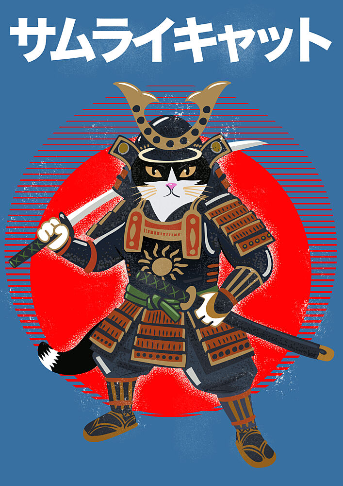 Samurai Cat Warrior art print by Nicholas for $57.95 CAD