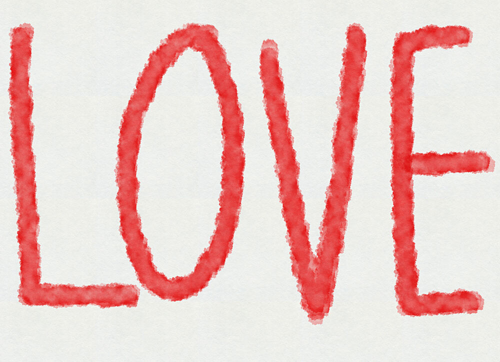 Red Watercolor Love art print by Nicholas for $57.95 CAD