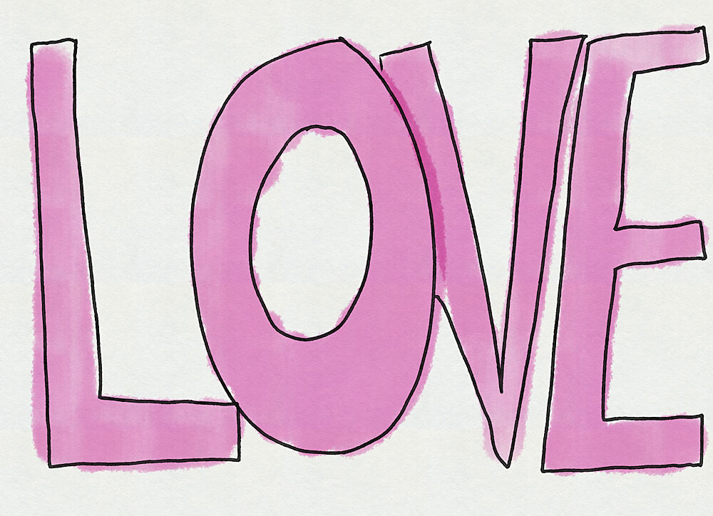 Sweet Pink Love Script art print by Nicholas for $57.95 CAD