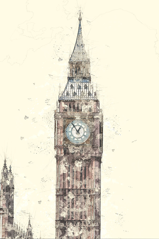 Big Ben Watercolor art print by Lembayung Senja Studio Vintage Poster for $57.95 CAD