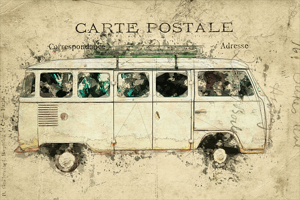 Retro Camper Postcard art print by Lembayung Senja Studio Vintage Poster for $57.95 CAD