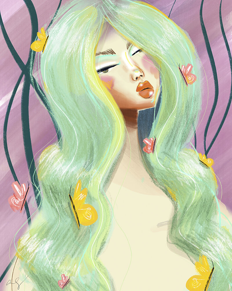 Ethereal Green Hair art print by Amy Straley for $57.95 CAD