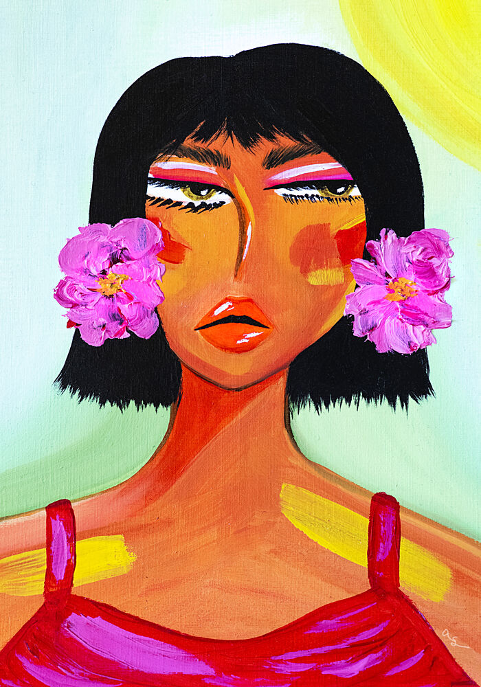 Vibrant Floral Portrait art print by Amy Straley for $57.95 CAD