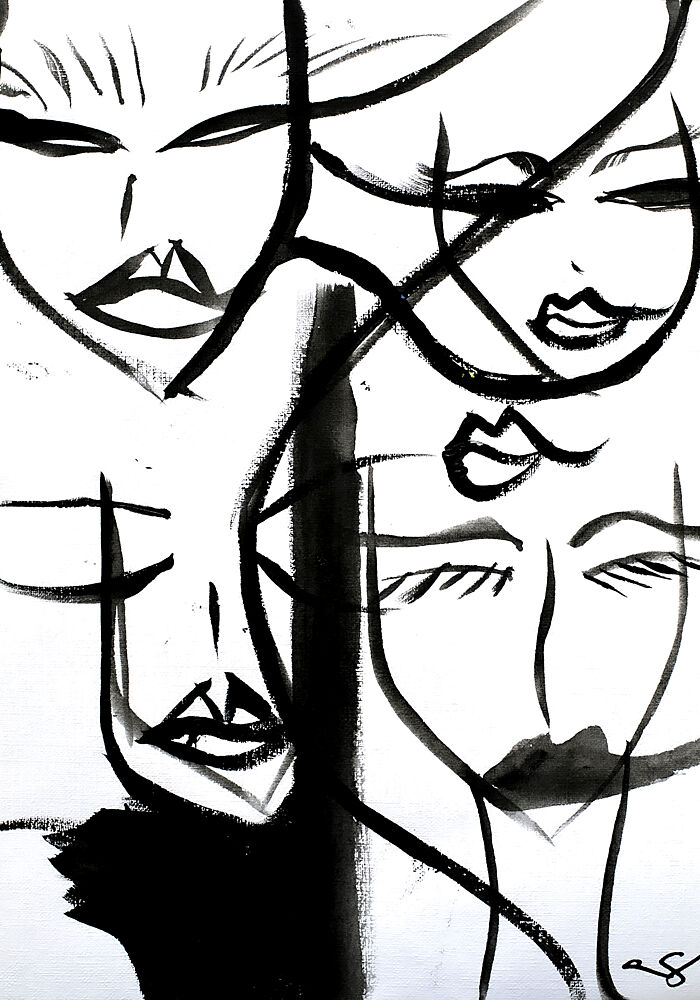 Abstract Ink Faces art print by Amy Straley for $57.95 CAD