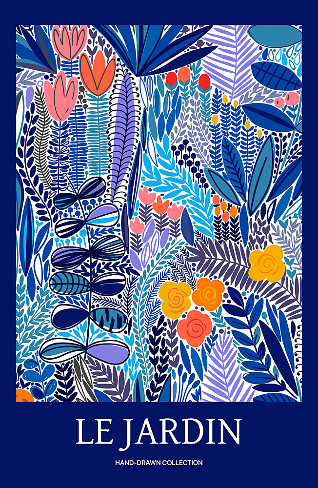 Colorful Hand-Drawn Garden art print by Maria Galybina for $57.95 CAD