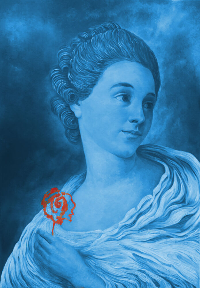 Blue Portrait Red Rose art print by Balazs Solti for $57.95 CAD