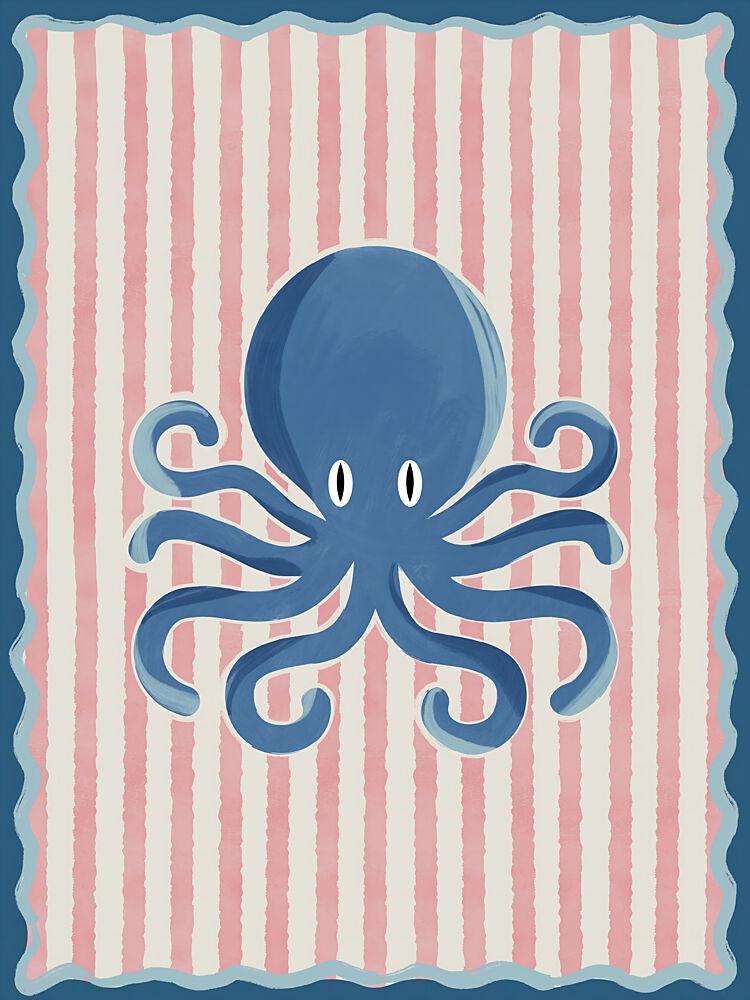 Playful Blue Octopus art print by Emanuela Carratoni for $57.95 CAD