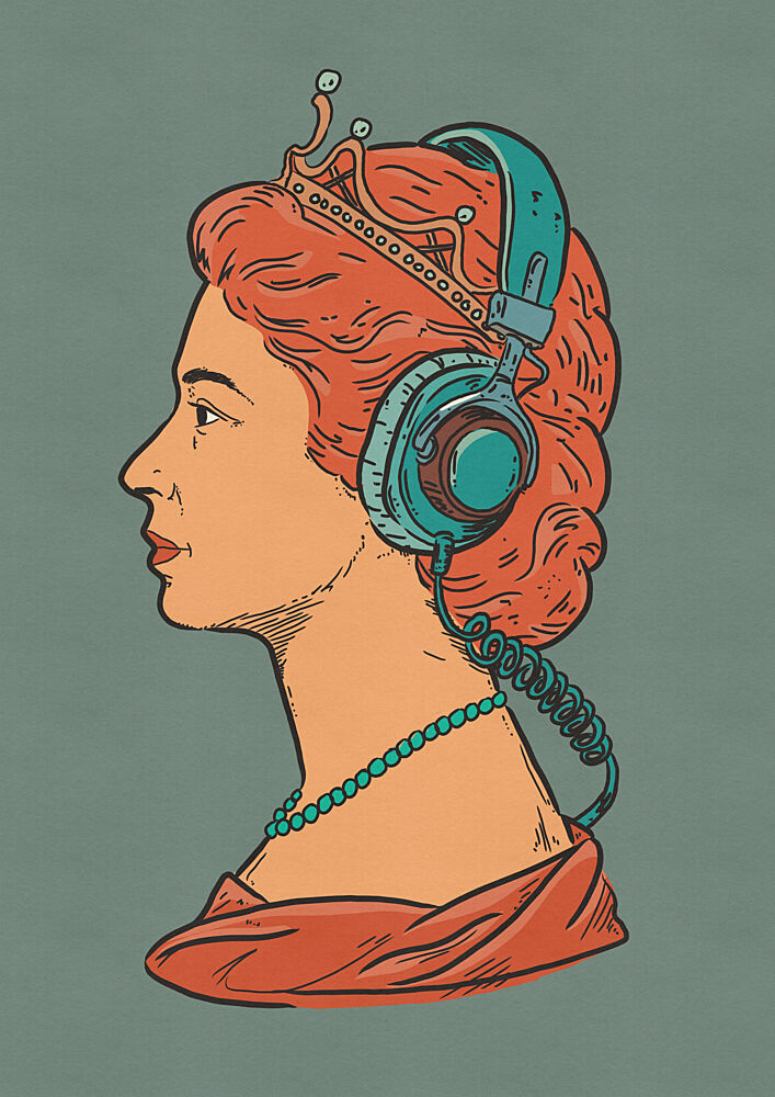 Vintage Queen Listening art print by Nicholas for $57.95 CAD