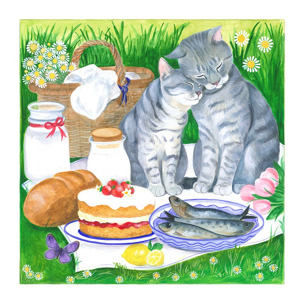 Loving Cats Picnic art print by Isabelle Brent for $57.95 CAD