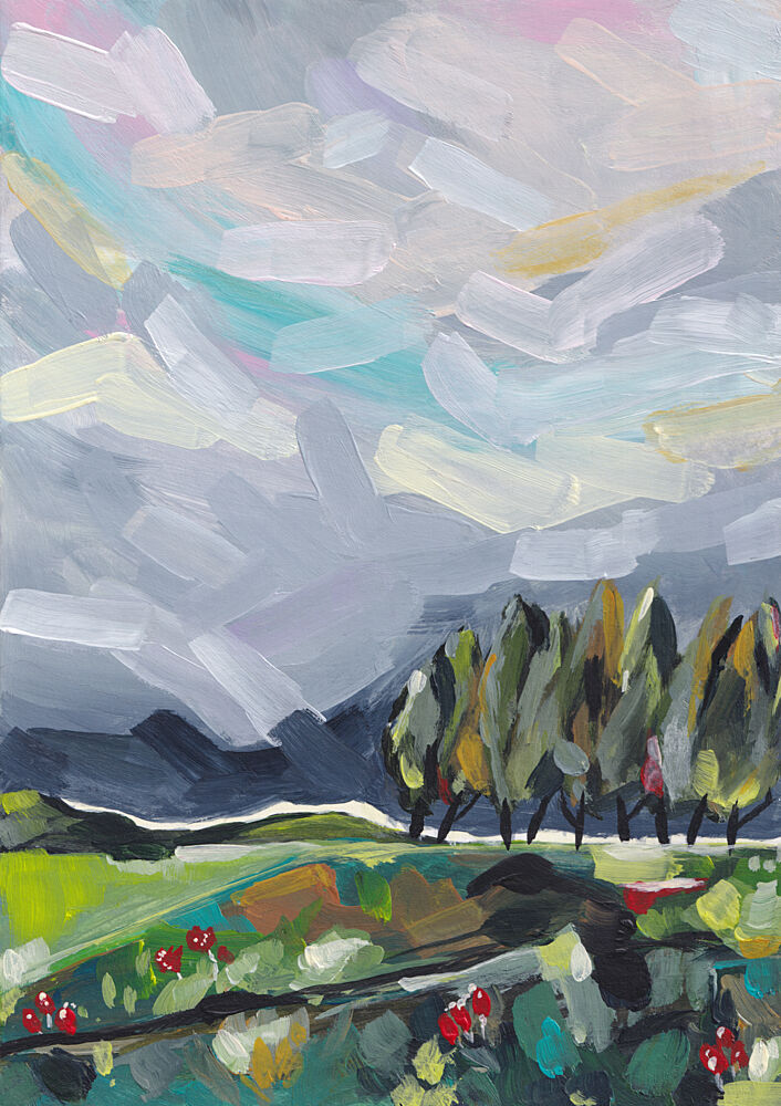 Colorful Abstract Landscape art print by Dirkie Nell for $57.95 CAD