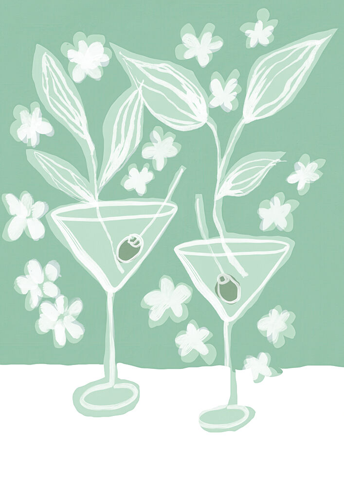 Mint Martini Bloom art print by Treechild for $57.95 CAD