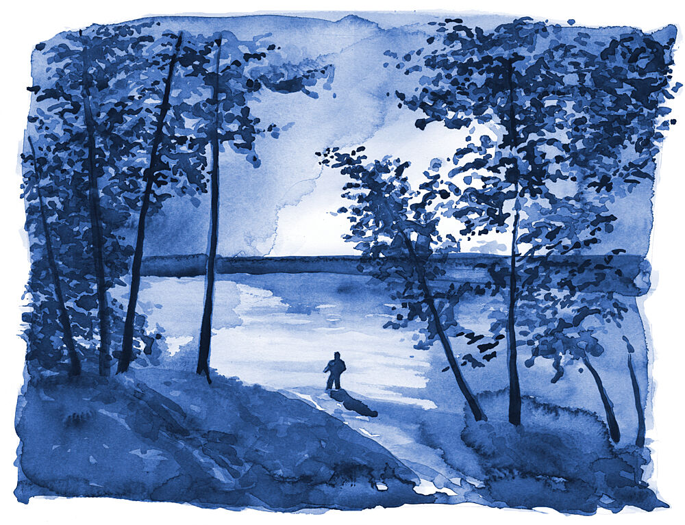 Blue Forest Lake Solitude art print by RodMacIver for $57.95 CAD