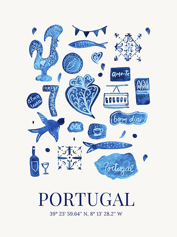 Portugal Cultural Symbols art print by Elizabeth C for $57.95 CAD