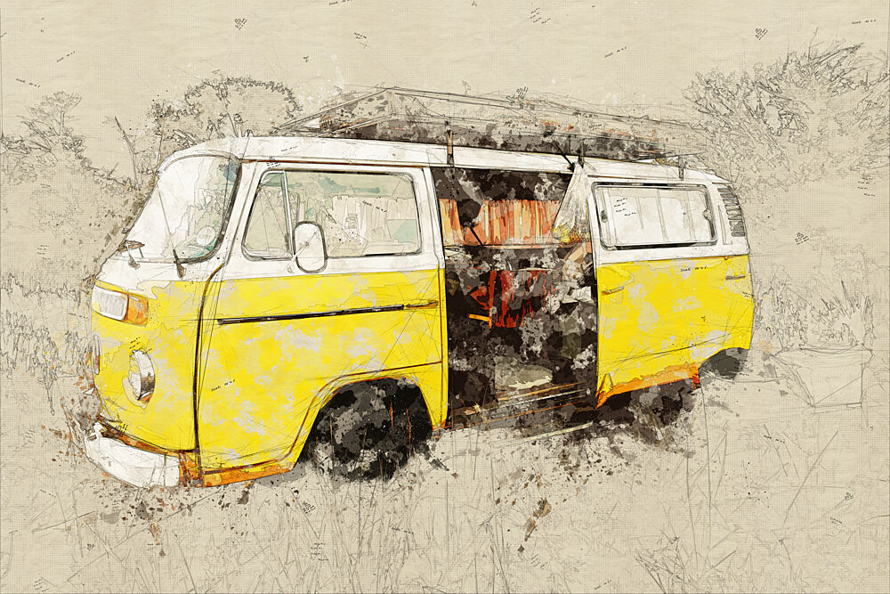 Vw Combi art print by Lembayung Senja Studio Vintage Poster for $57.95 CAD