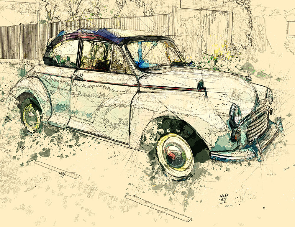 Nostalgic Car Sketch art print by Lembayung Senja Studio Vintage Poster for $57.95 CAD