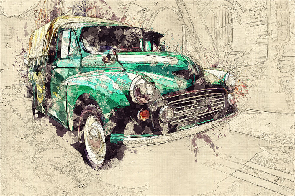 Charming Vintage Green Car art print by Lembayung Senja Studio Vintage Poster for $57.95 CAD