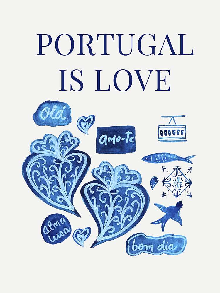 Watercolor Portugal Love art print by Elizabeth C for $57.95 CAD