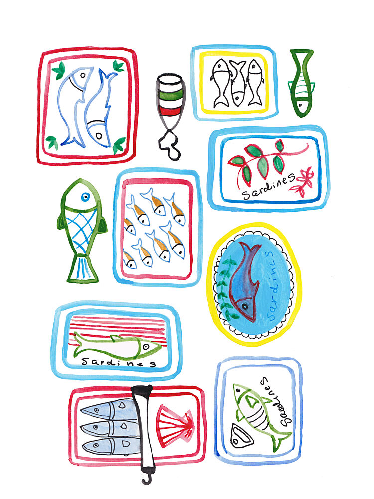 Colorful Sardine Collection art print by Bronwyn Baker for $57.95 CAD