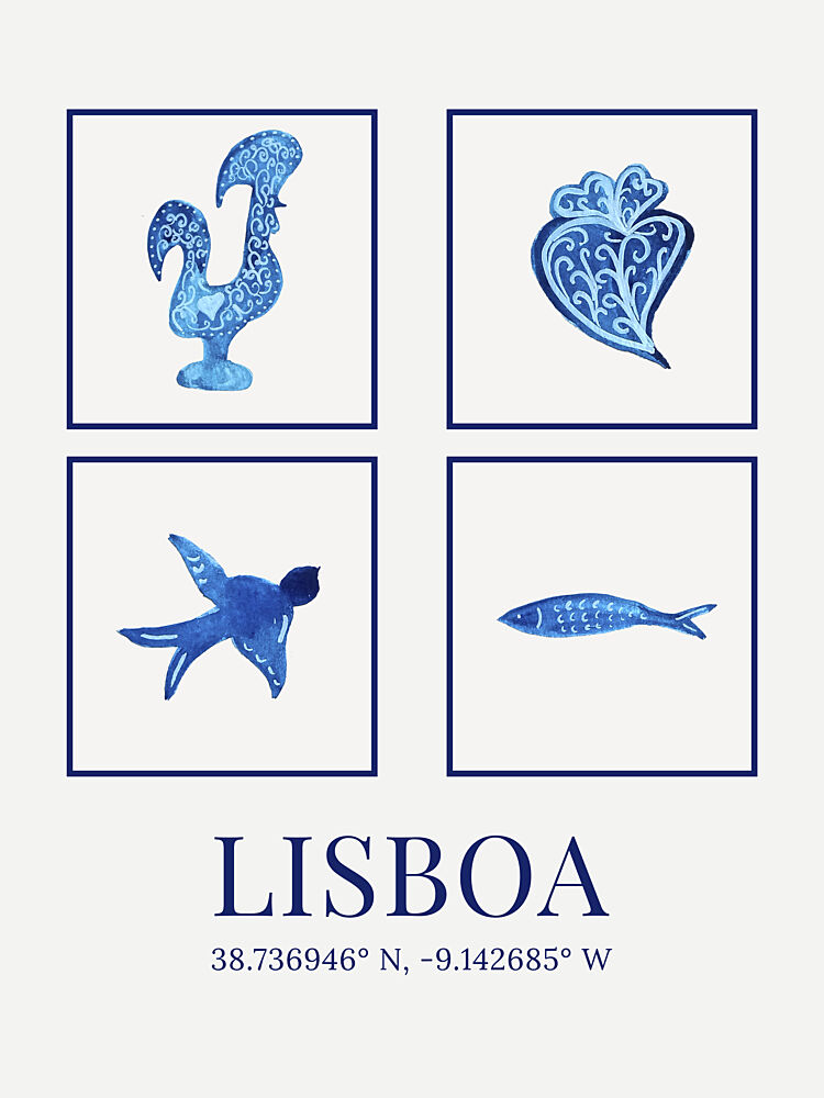 Lisbon Blue Symbols art print by Elizabeth C for $57.95 CAD