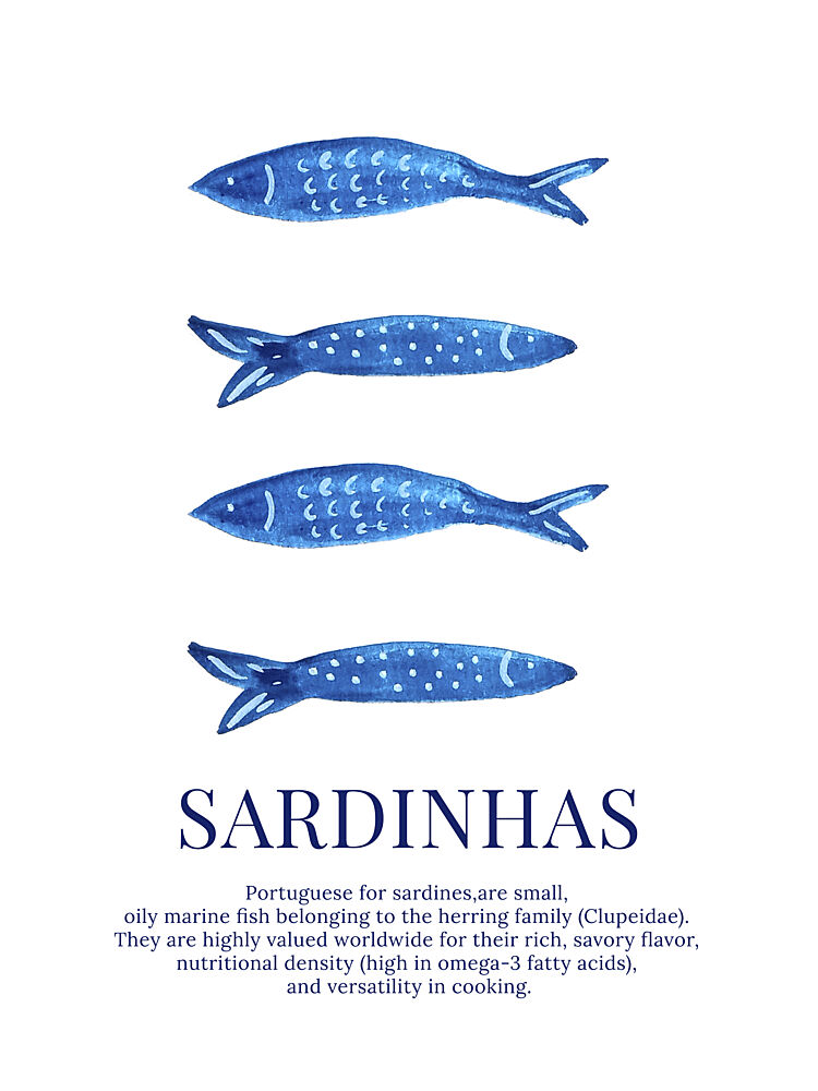 Portuguese Blue Sardines art print by Elizabeth C for $57.95 CAD