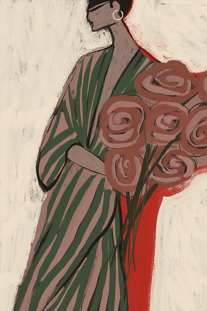 Elegant Woman with Roses art print by Treechild for $57.95 CAD