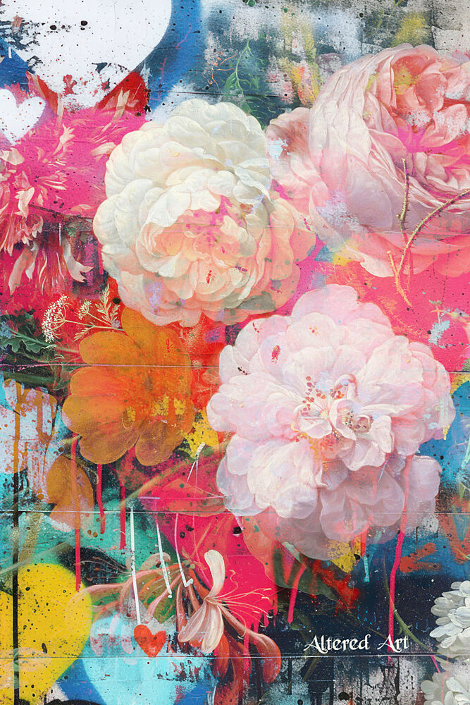 Vibrant Floral Graffiti art print by Marja van den Hurk for $57.95 CAD