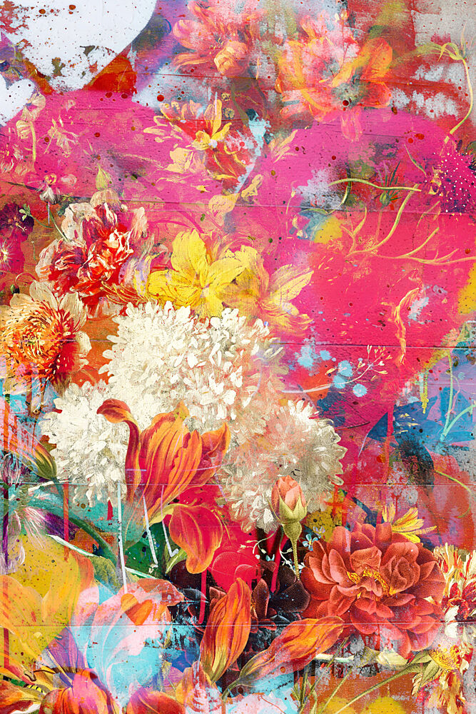 Vibrant Floral Graffiti art print by Marja van den Hurk for $57.95 CAD