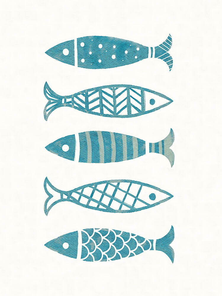 Blue Patterned Fish art print by Emanuela Carratoni for $57.95 CAD