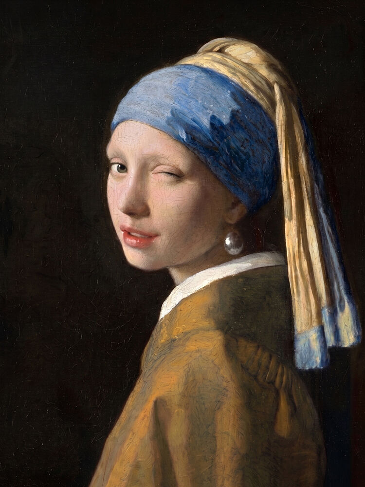 Girl with Pearl - the Did She Just Wink Edition art print by Marja van den Hurk for $57.95 CAD