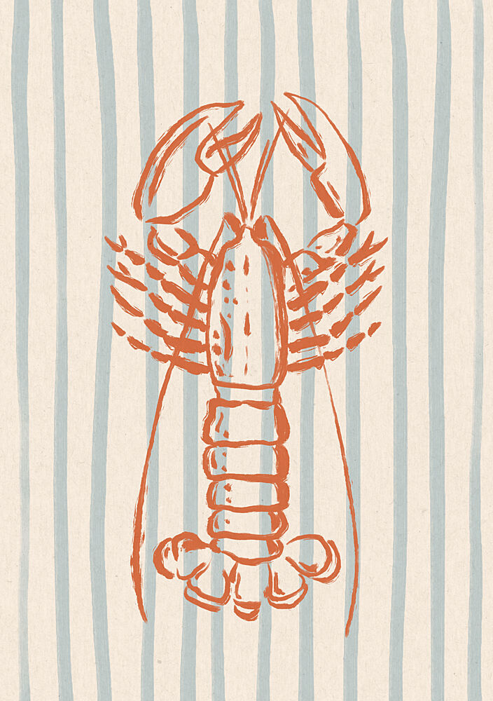 Coastal Striped Lobster art print by Katarzyna Gasiorowska for $57.95 CAD