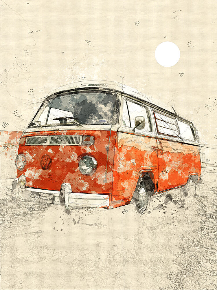 Retro van Journey art print by Lembayung Senja Studio Vintage Poster for $57.95 CAD