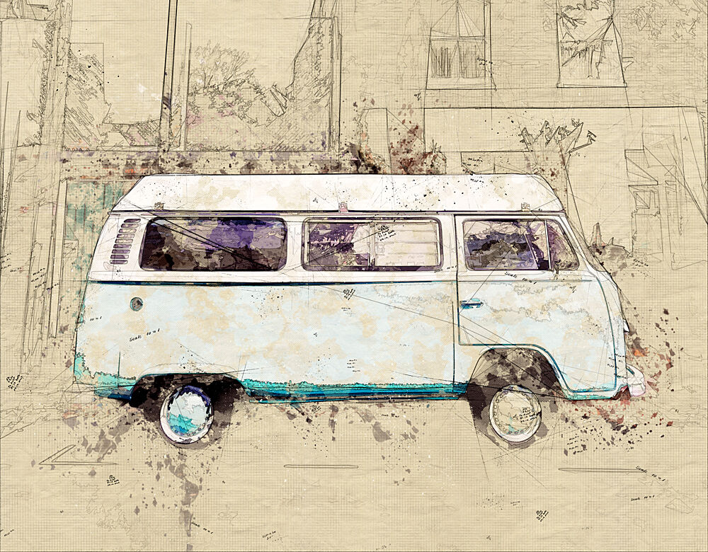 Retro Camper van art print by Lembayung Senja Studio Vintage Poster for $57.95 CAD