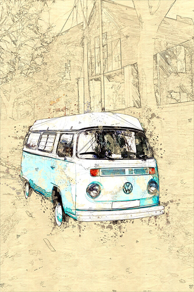 Vintage Camper van Sketch art print by Lembayung Senja Studio Vintage Poster for $57.95 CAD