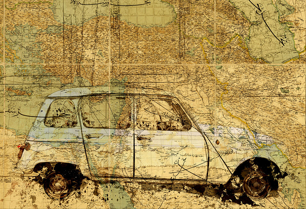 Vintage Car Map art print by Lembayung Senja Studio Vintage Poster for $57.95 CAD
