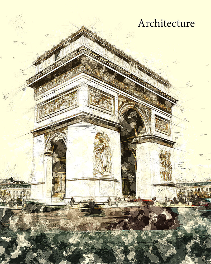 Arc de Triomphe Sketch art print by Lembayung Senja Studio Vintage Poster for $57.95 CAD
