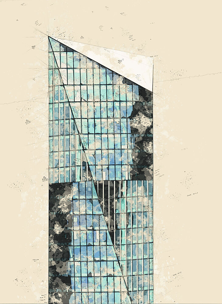 Modern Glass Tower art print by Lembayung Senja Studio Vintage Poster for $57.95 CAD