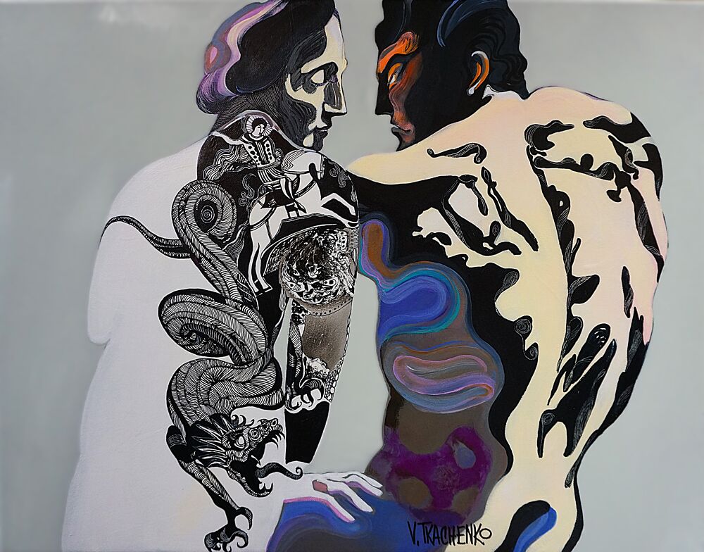 Dragon Tattoo Embrace art print by Victor Tkachenko for $57.95 CAD