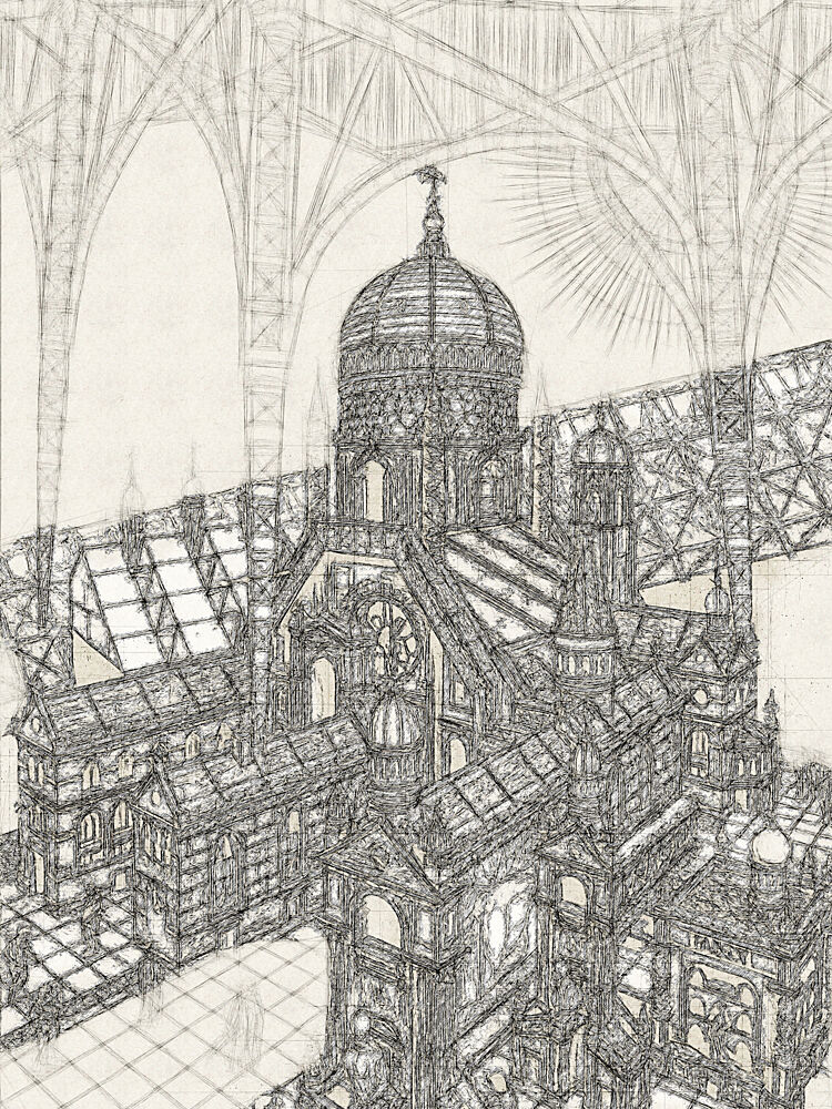 Ornate Cathedral Sketch art print by Lembayung Senja Studio Vintage Poster for $57.95 CAD
