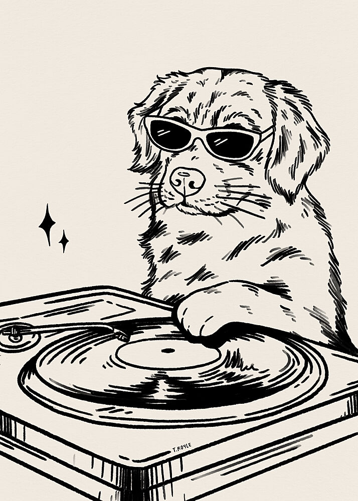 Cool Dog Dj art print by Tara Royle for $57.95 CAD