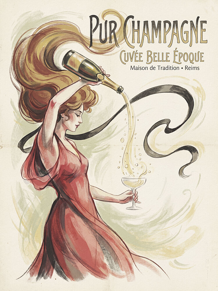 Vintage Champagne Lady art print by Andreas Magnusson for $57.95 CAD