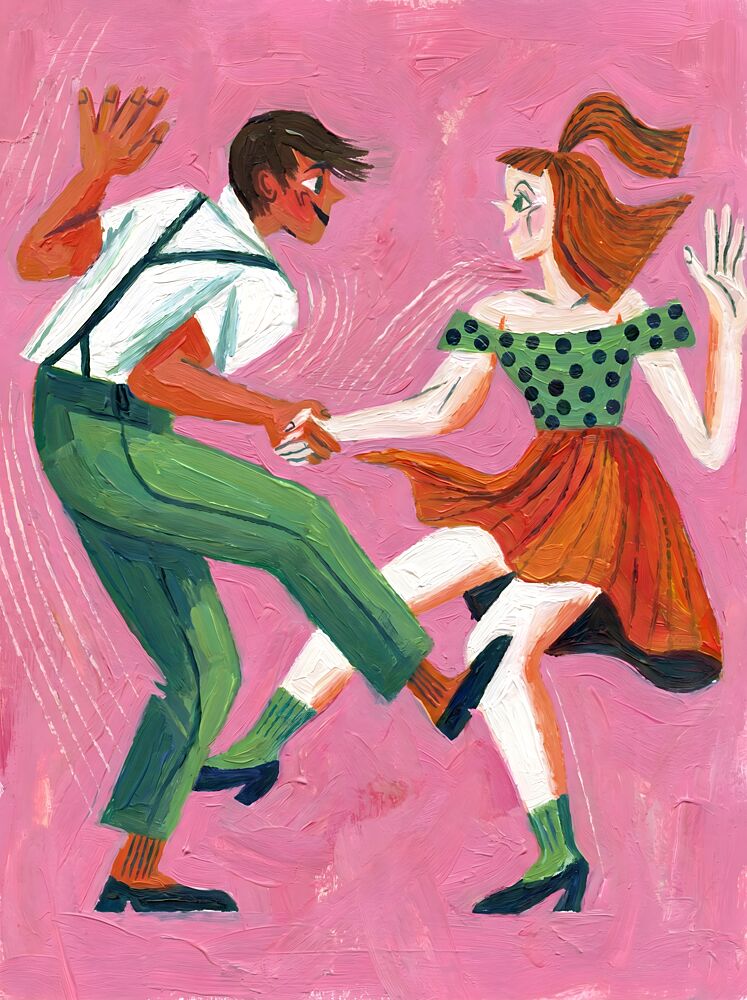 Swing Dance Couple art print by Hugo for $57.95 CAD