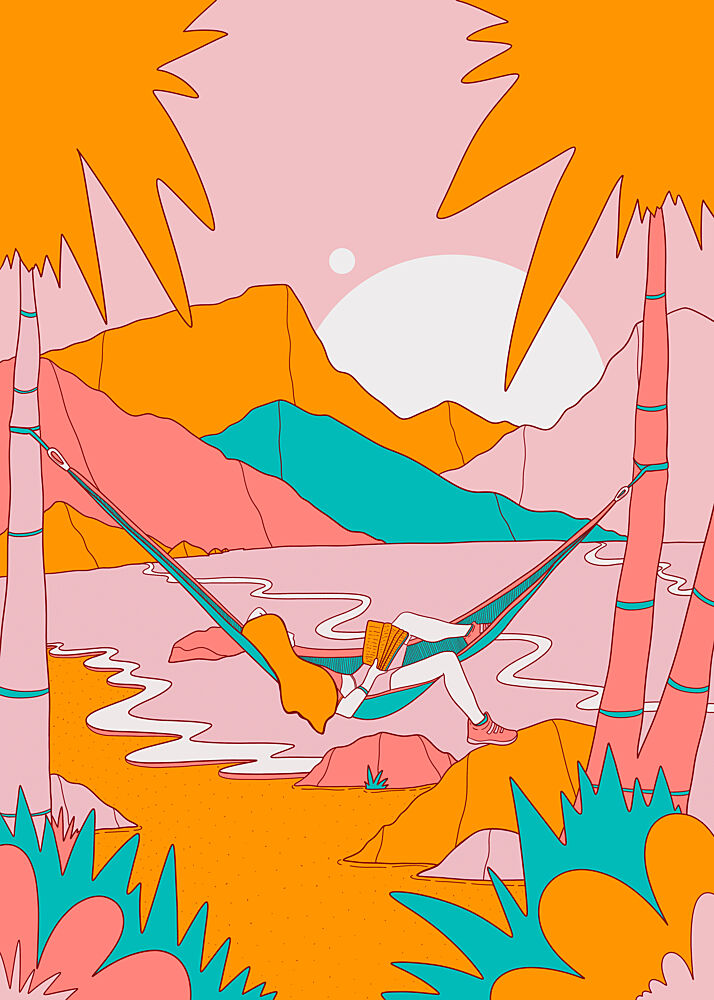 Sunset Hammock Reading art print by Stephen Wade for $57.95 CAD