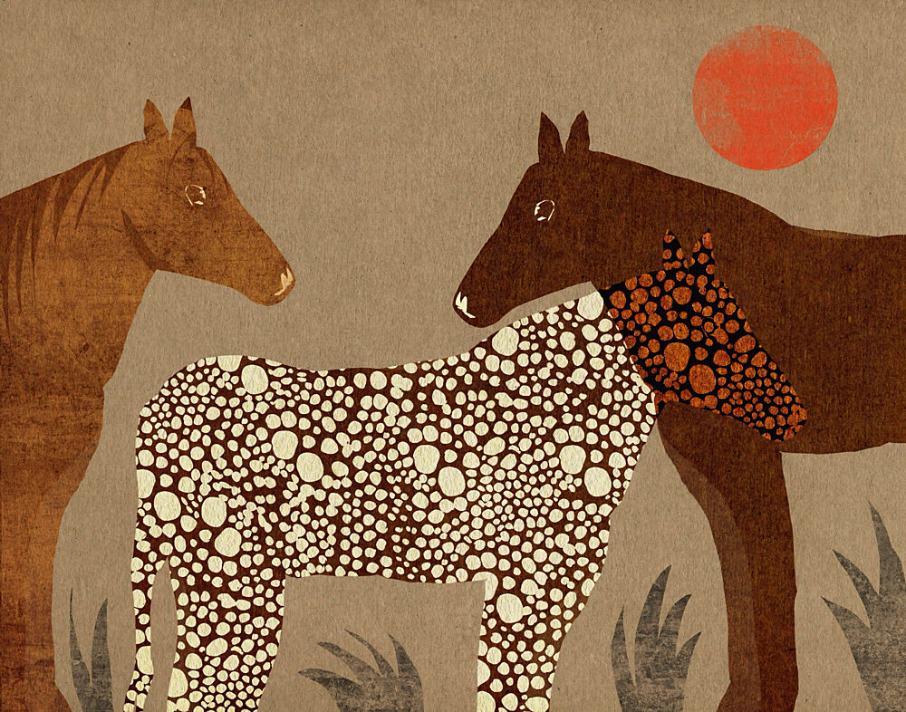 Spotted Foal and Horses art print by Josie George for $57.95 CAD