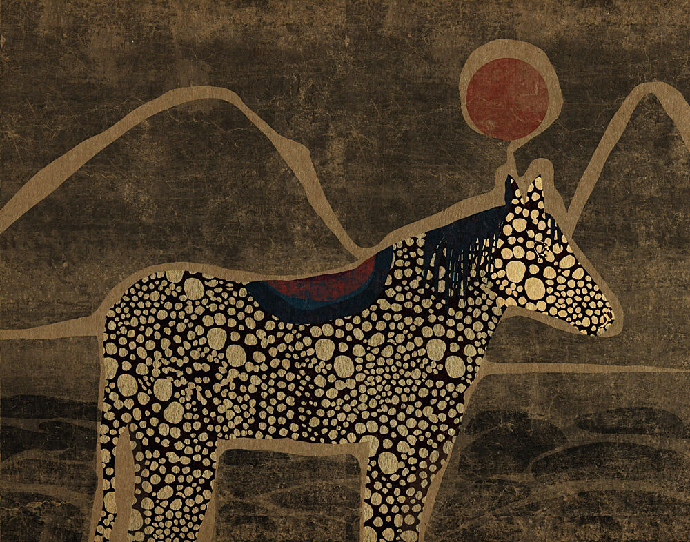 Spotted Horse Red Sun art print by Josie George for $57.95 CAD