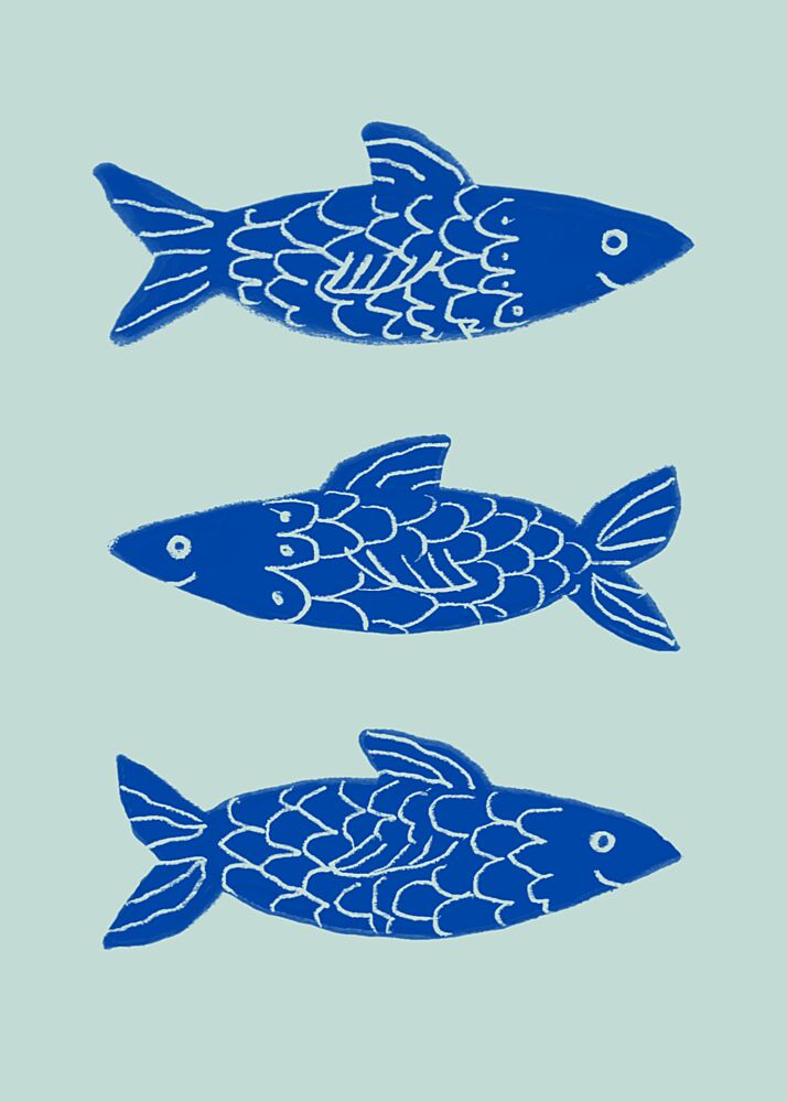 Three Blue Fish art print by Caroline Roberts for $57.95 CAD