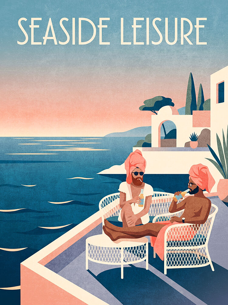 Seaside Leisure Balcony art print by Emel Tunaboylu for $57.95 CAD