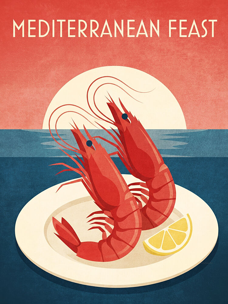 Mediterranean Shrimp Sunset art print by Emel Tunaboylu for $57.95 CAD